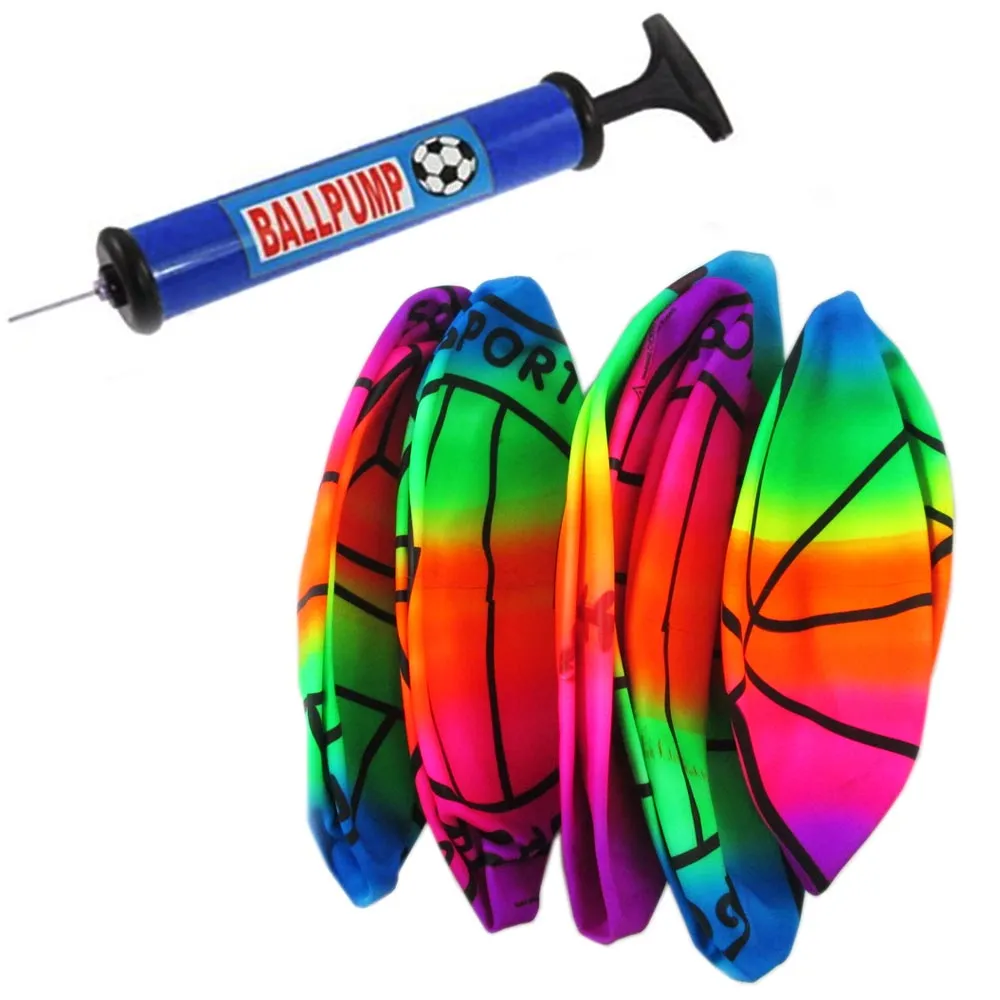 6 Inflatable Beach Balls Rainbow Ball Plastic Volleyball Play Kids Pool Birthday