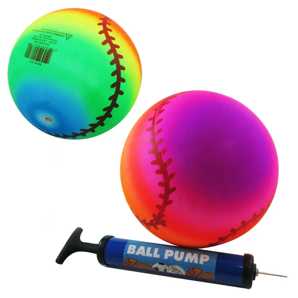 6 Inflatable Beach Balls Rainbow Ball Plastic Volleyball Play Kids Pool Birthday