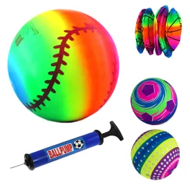 6 Inflatable Beach Balls Rainbow Ball Plastic Volleyball Play Kids Pool Birthday