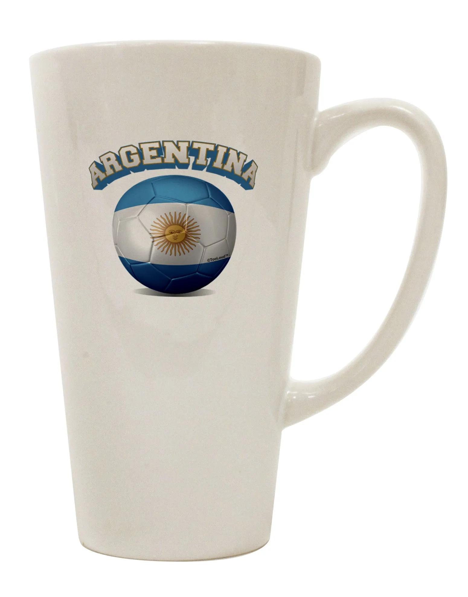 Argentina Soccer Ball Flag Conical Latte Coffee Mug - Perfect for Soccer Fans - TooLoud