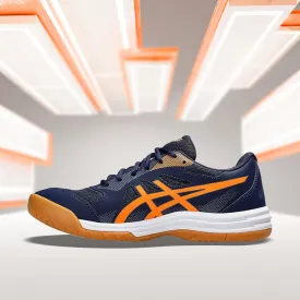 Asics Upcourt 5 (Peacoat/ Shocking Orange ) Badminton Shoes