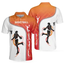 Basketball Life Polo Shirt, White Basketball Themed Shirt For Adults, Best Shirt For Basketball Players