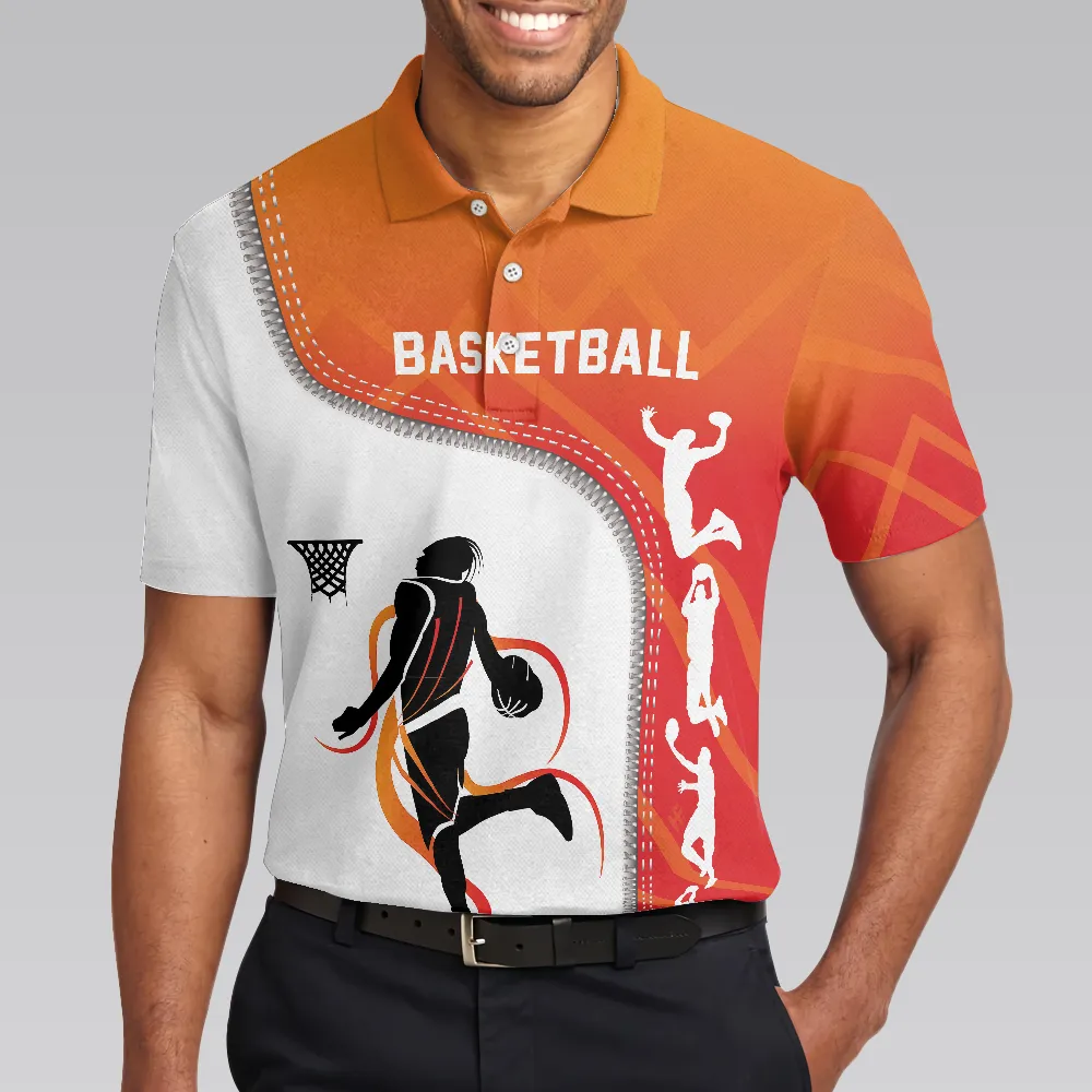 Basketball Life Polo Shirt, White Basketball Themed Shirt For Adults, Best Shirt For Basketball Players