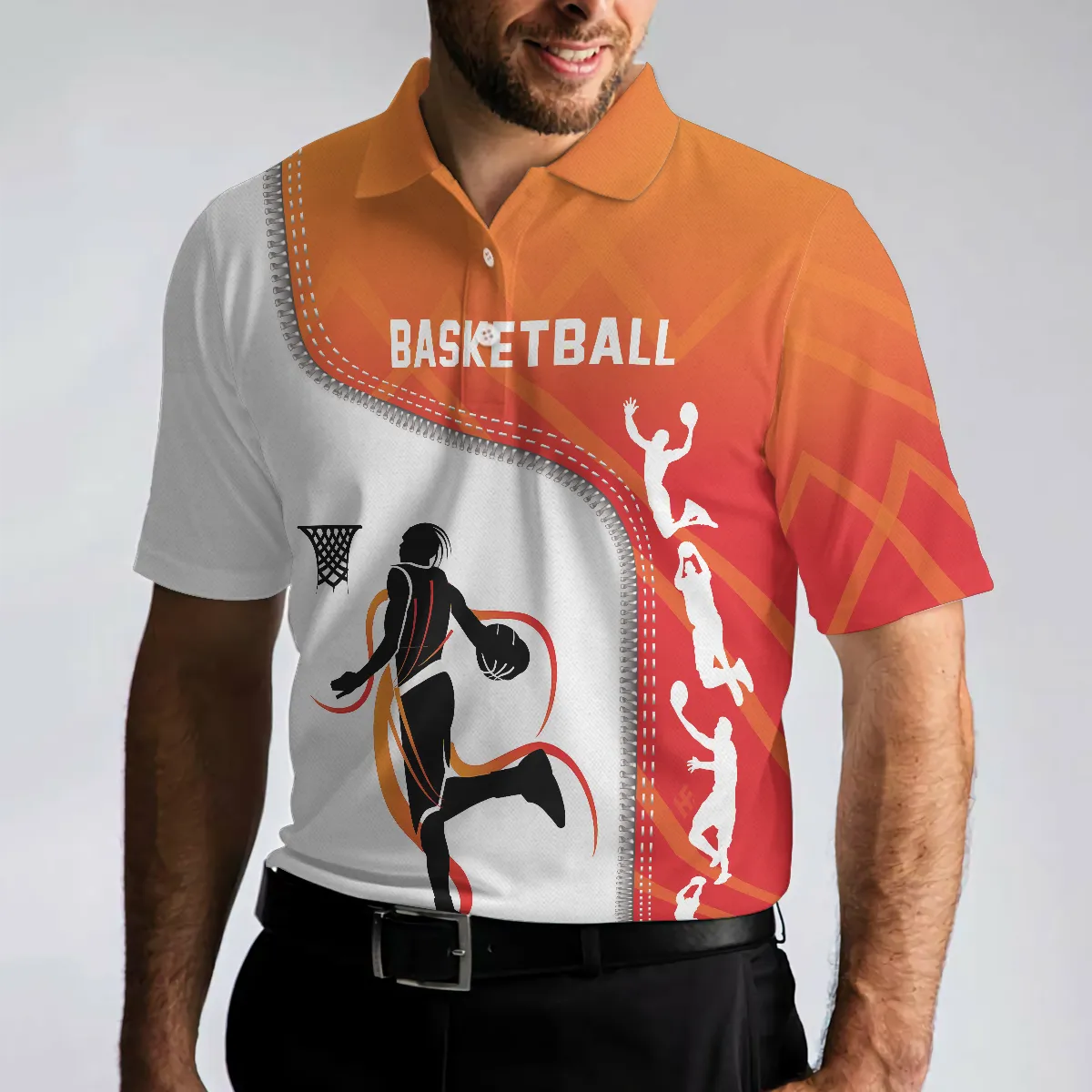 Basketball Life Polo Shirt, White Basketball Themed Shirt For Adults, Best Shirt For Basketball Players