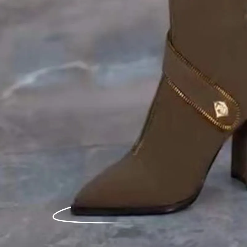 Black Friday Sale:50% OFFPointed Toe Chunky Heel Knee High Boots