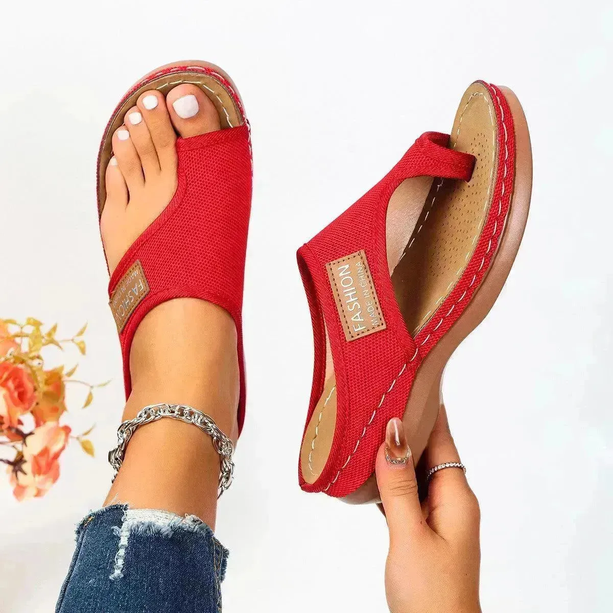 Breathable Clip Toe Sandals Summer Casual Outdoor Solid Color Slippers Fashion Beach Shoes For Women