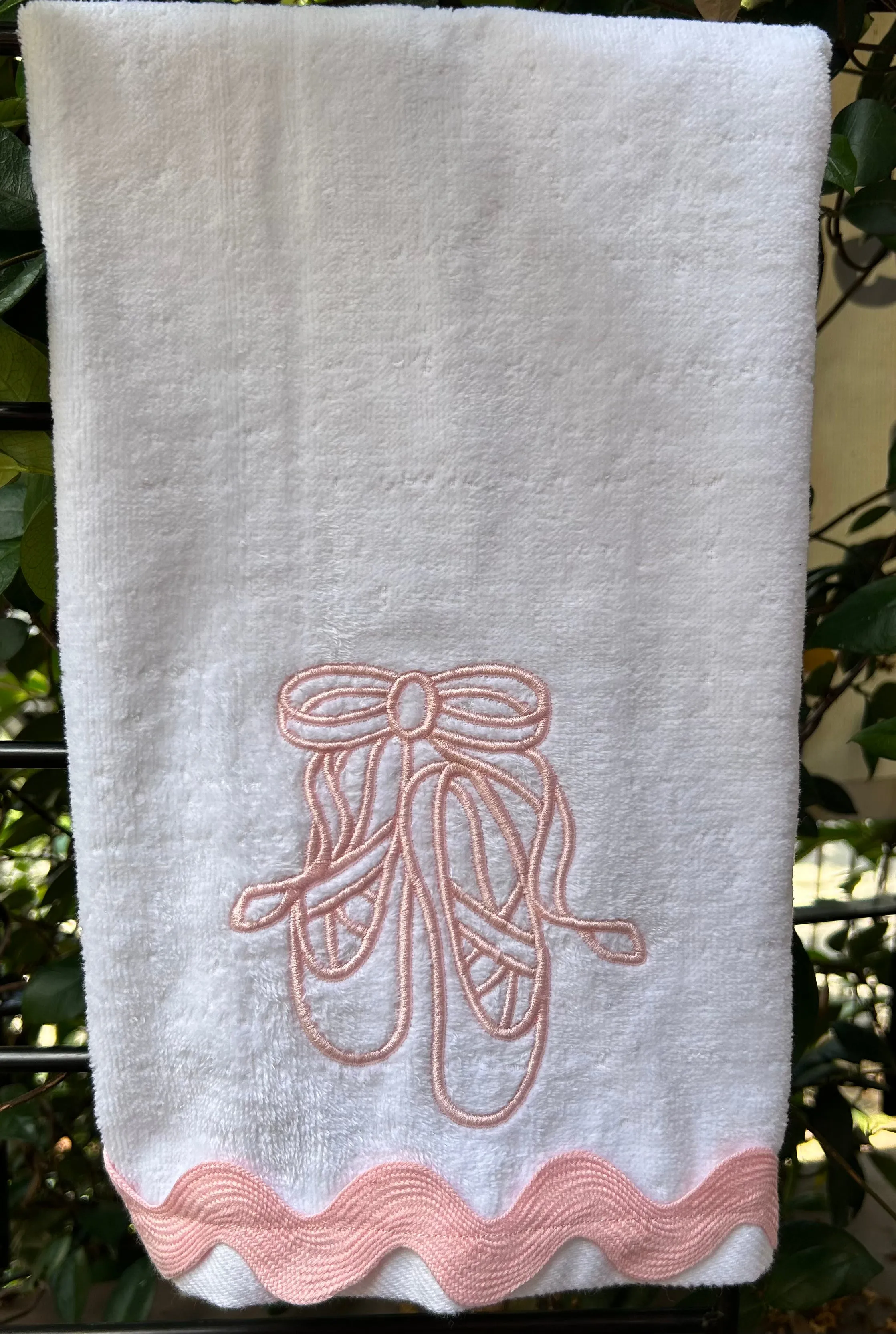 EMBROIDERED RICK RACK TOWEL BALLET SLIPPERS