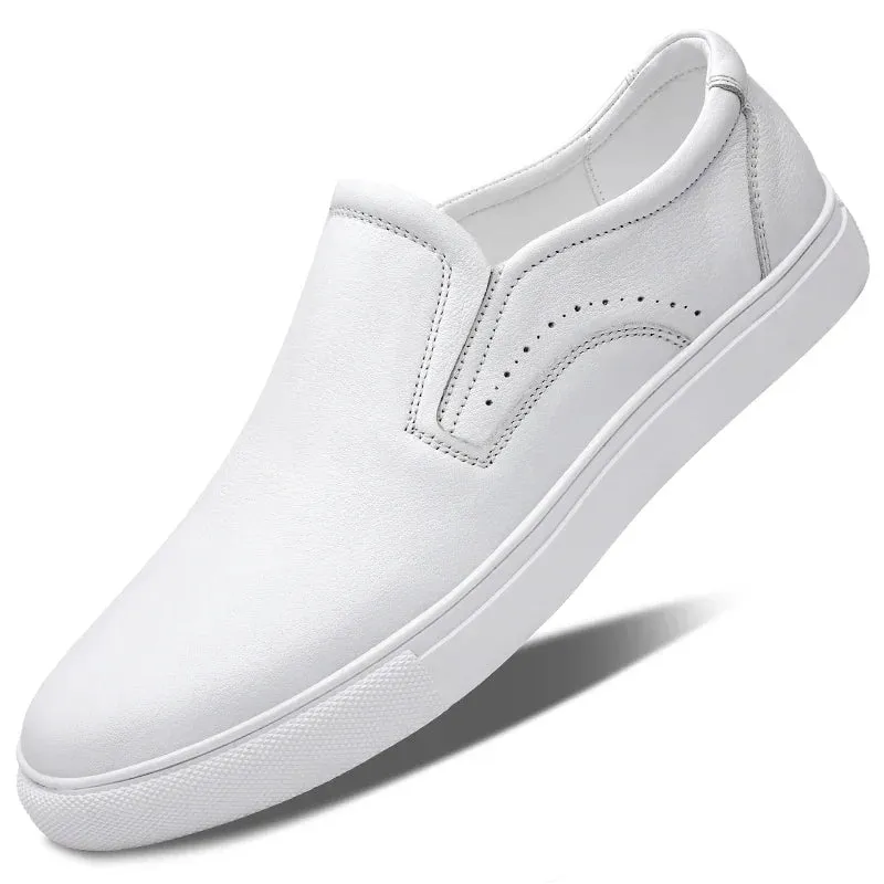 Hnzxzm Italian Mens Shoes Casual Luxury Brand Men Loafers Genuine Leather Moccasins Breathable Shoes Black White Fashion Sneakers