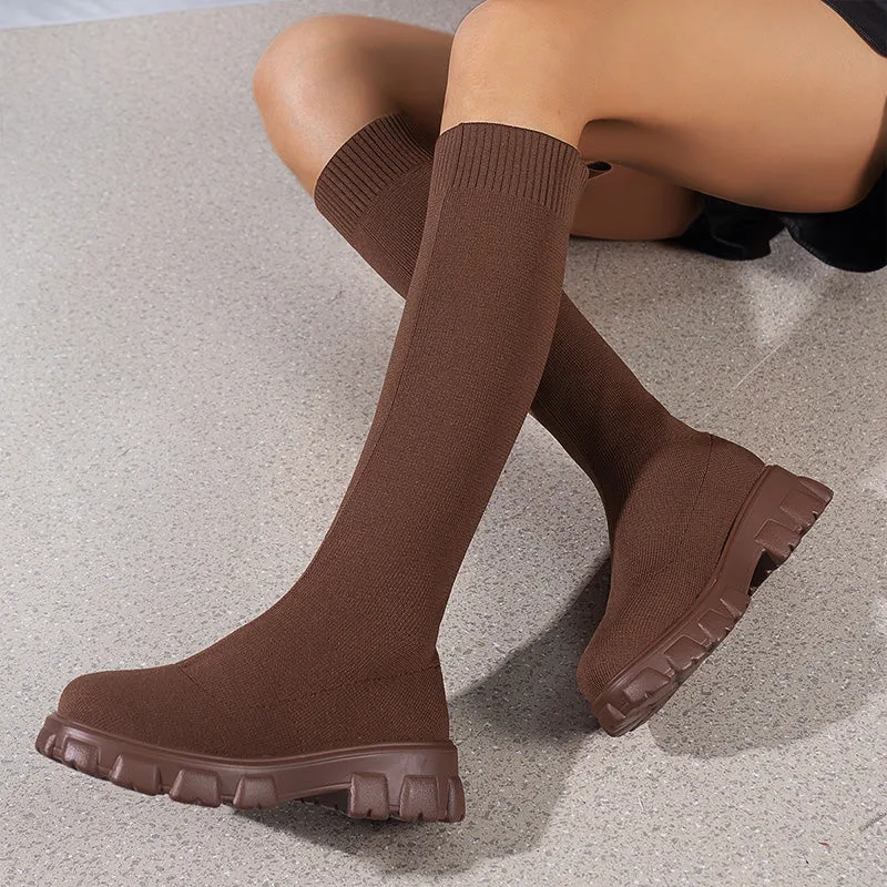 HOT SALE 49% OFFWomen's Trendy Knit Knee-High Sock Boots