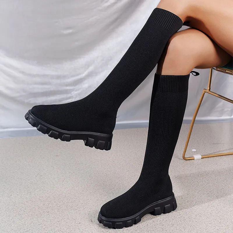HOT SALE 49% OFFWomen's Trendy Knit Knee-High Sock Boots