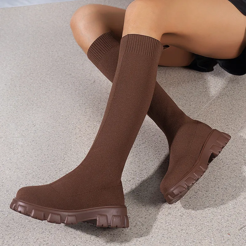 HOT SALE 49% OFFWomen's Trendy Knit Knee-High Sock Boots