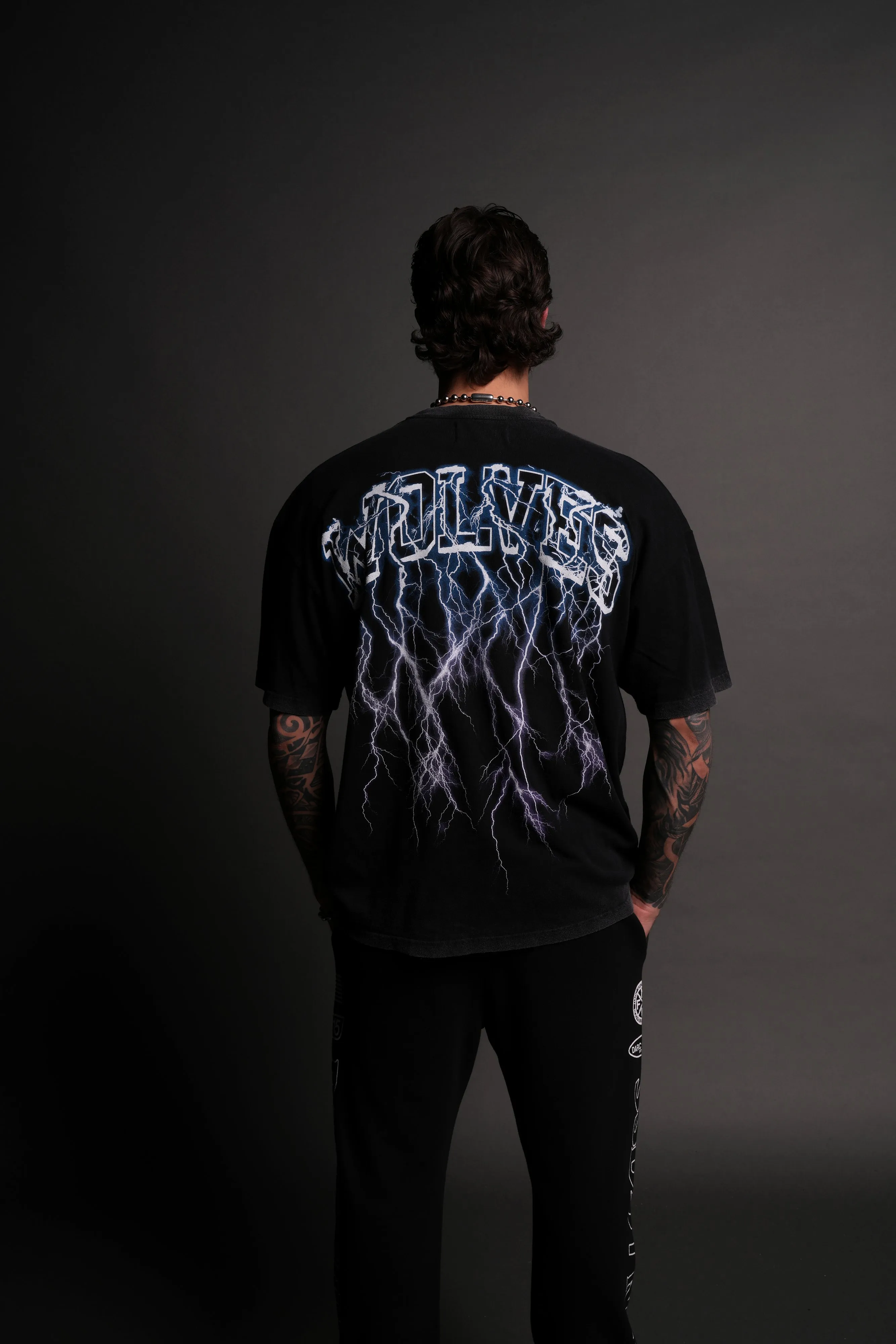 Thunder "Premium" Oversized Tee in Black/Purple Lightning