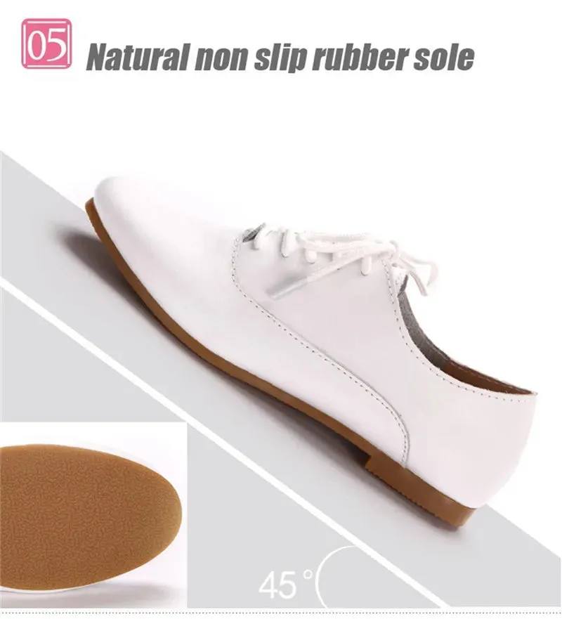 YAERNI Spring women oxford shoes ballerina flats shoes women genuine leather shoes moccasins lace up loafers white  051